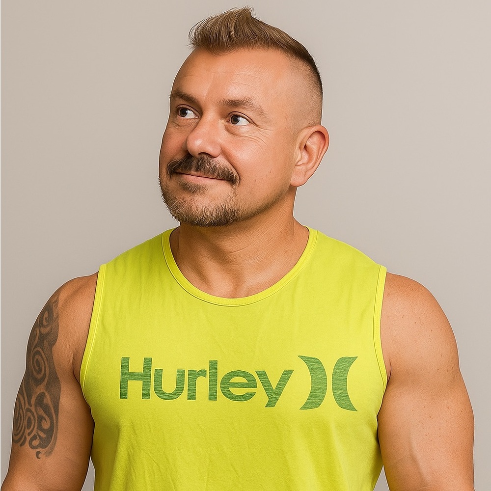 Hurley Bright Yellow Tank Top w/ reversed Hurley Design